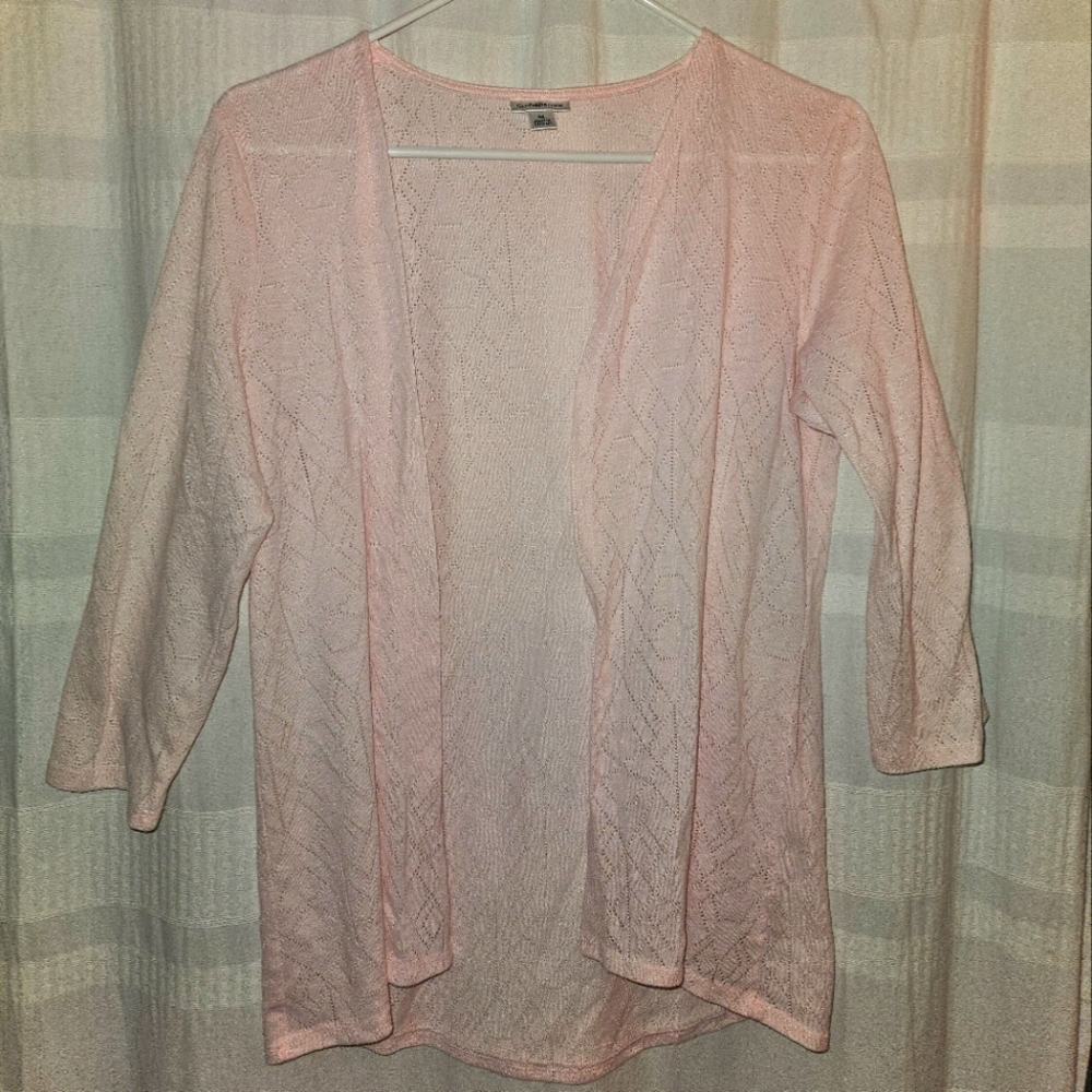 Croft & Barrow Pink Open-Front Cardigan